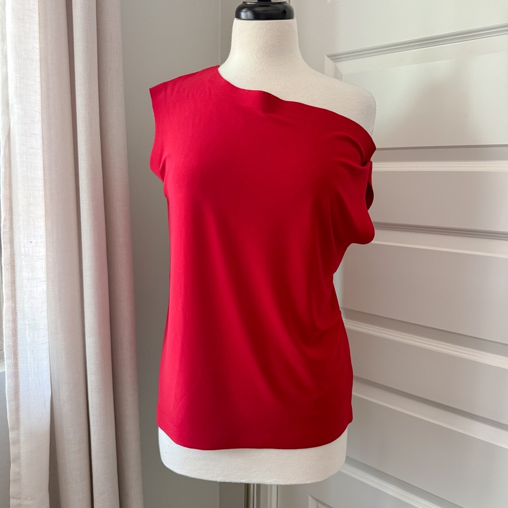 Norma Kamali Red Off-Shoulder Blouse - Picture 2 of 7